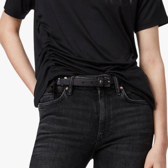 ALL SAINTS RYDER LUX RUCHED SIDE TIE T-SHIRT - Picture 7 of 8